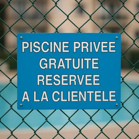 Panneau signalétique piscine privée accès gratuit réservé clients