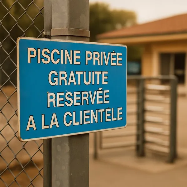 Panneau signalétique piscine privée accès gratuit réservé clients