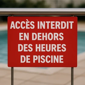 Panneau accès interdit piscine – signalétique hors horaires