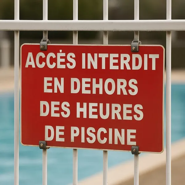 Panneau accès interdit piscine – signalétique hors horaires