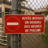 Accès interdit piscine hors horaires : Panneau signalétique