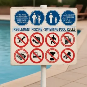 Règlement piscine obligatoire A3 extérieur - Panneau signalétique
