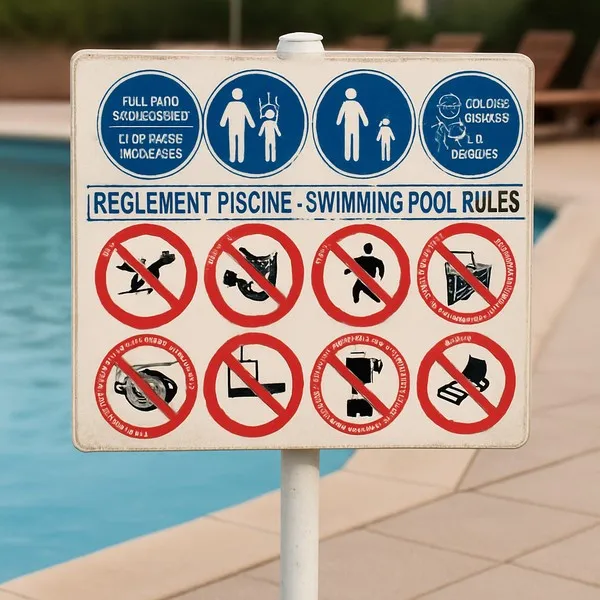 Règlement piscine obligatoire A3 extérieur - Panneau signalétique