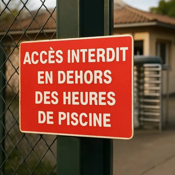 Panneau accès piscine interdit hors horaires autorisés