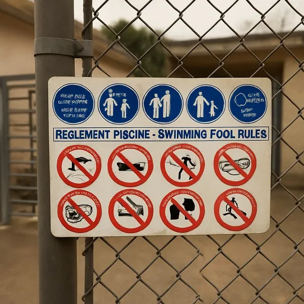 Règlement piscine obligatoire A3 extérieur - Panneau signalétique