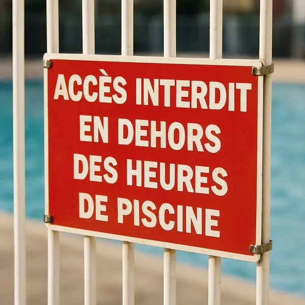 Panneau accès piscine interdit hors horaires autorisés