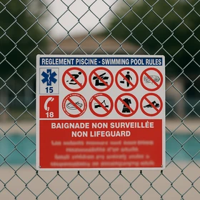 Panneau règlement piscine obligatoire – 22,5 × 20 cm