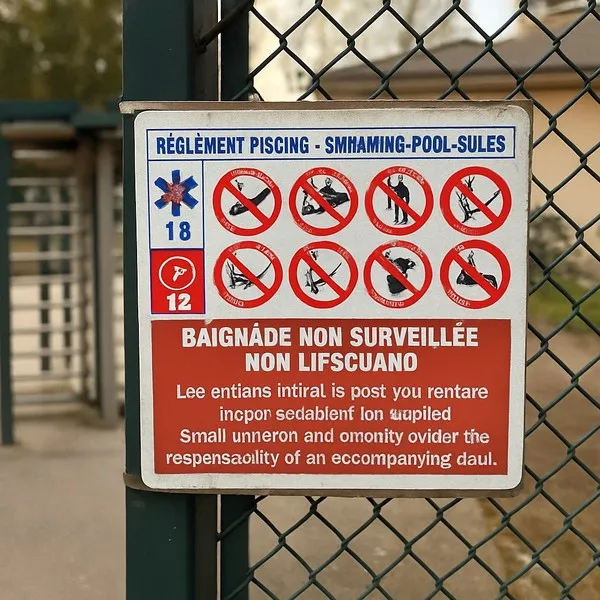 Panneau règlement piscine obligatoire | Consignes de sécurité 30x20 cm