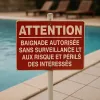 Panneau Baignade Autorisée sans Surveillance – Signalétique Risques