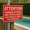 Panneau Baignade Autorisée sans Surveillance – Signalétique Risques