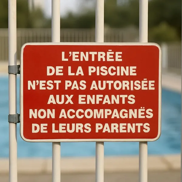 Panneau piscine entrée interdite enfants non accompagnés