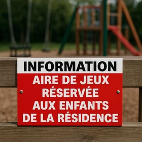 Panneau information sécurité Aire de Jeux