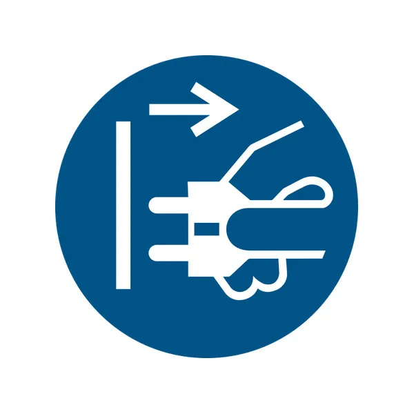 M006 — Débrancher la prise d'alimentation · Pictogramme EPI ISO 7010