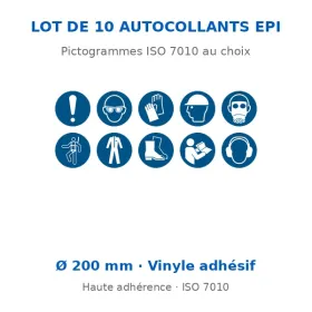 Lot 10 autocollants pictogrammes EPI au choix ∅ 20 cm · Pictogramme EP