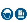 Pictogrammes casque et gilet HV obligatoires M014 + M015