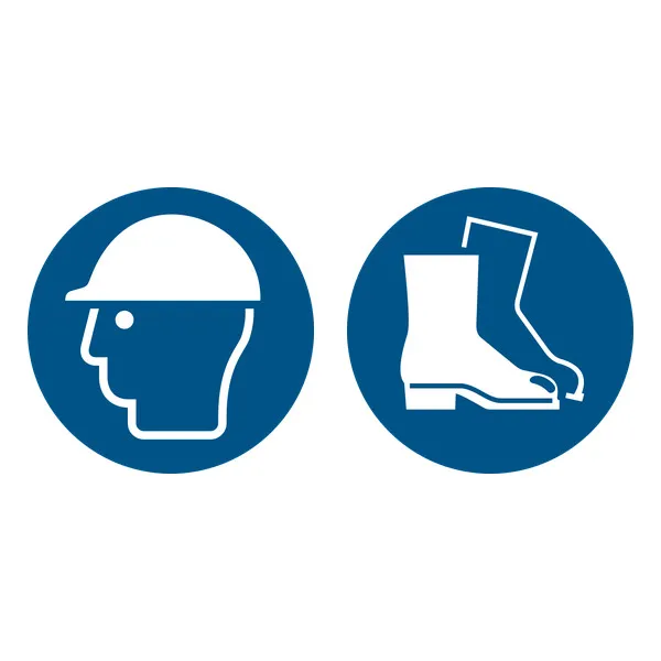 M014+M008 — Casque + Chaussures de sécurité · Pictogramme EPI ISO 7010