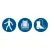 M024+M015+M008 — Passage piéton + Gilet HV + Chaussures · Pictogramme