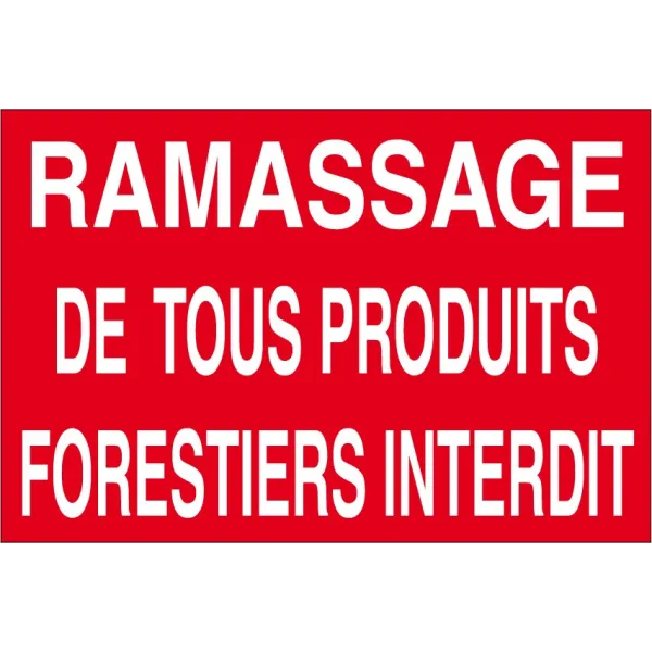 Ramassage de tout produit forestier interdit-Interdiction-Panneaux Signalétiques