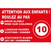Attention aux enfants roulez au pas 10km/h-Panneau danger enfants-Panneaux Signalétiques