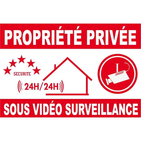 Proprièté privée sous vidéo surveillance 24h/24-Panneau vidéo surveillance-Panneaux Signalétiques