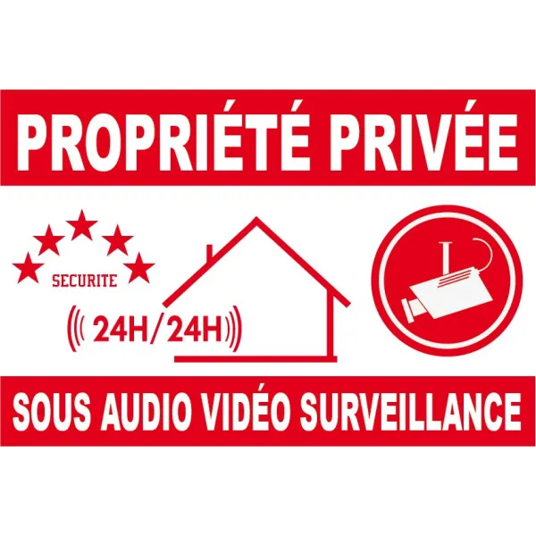 Propriété privée sous audio vidéo surveillance-Panneau vidéo surveillance-Panneaux Signalétiques