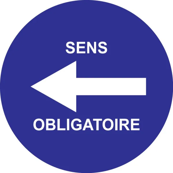 Panneau sens obligatoire à gauche avec texte-Panneau directionnel-Panneaux Signalétiques