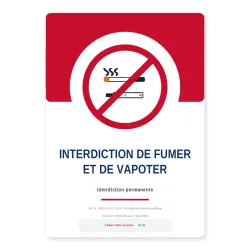 Panneau Interdiction de Fumer et de Vapoter — École, Collège, Lycée