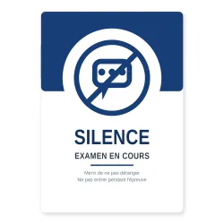 Panneau Silence — Examen en Cours — Établissement scolaire