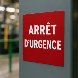 Vinyle adhésif personnalisé carré, collé sur le carter d'une machine industrielle