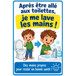 Panneau lavage des mains école – A3 ou A2, PVC rigide
