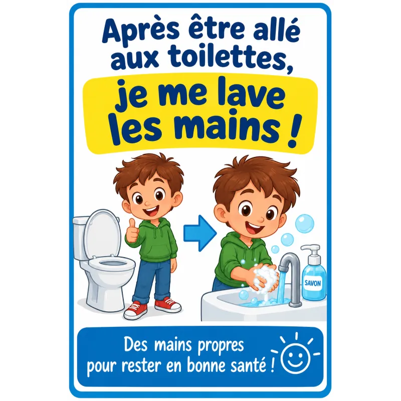 Panneau lavage des mains école – A3 ou A2, PVC rigide