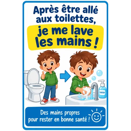 Panneau lavage des mains école – A3 ou A2, PVC rigide