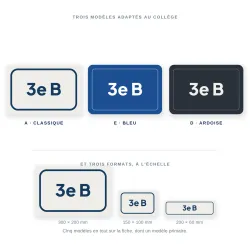 Plaque de porte salle de classe — trois modèles et trois formats