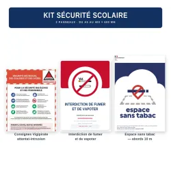 Kit sécurité scolaire — consignes Vigipirate, interdiction de fumer et de vapoter, espace sans tabac