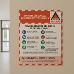 Consignes Vigipirate — hall d'accueil, face à la porte