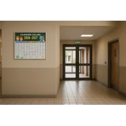 Calendrier scolaire — hall d'accueil, mur d'affichage