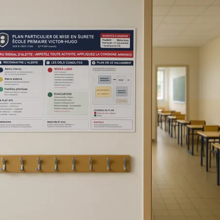 Affiche PPMS — salle de classe, à côté de la porte