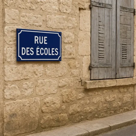 Plaque de rue personnalisée — façade de maison de village