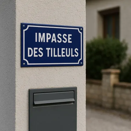 Plaque de rue personnalisée — mur d'entrée d'un lotissement
