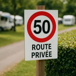 Limitation 50 km/h — allée d'un camping