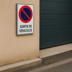 Pictogramme stationnement — devant un portail de garage