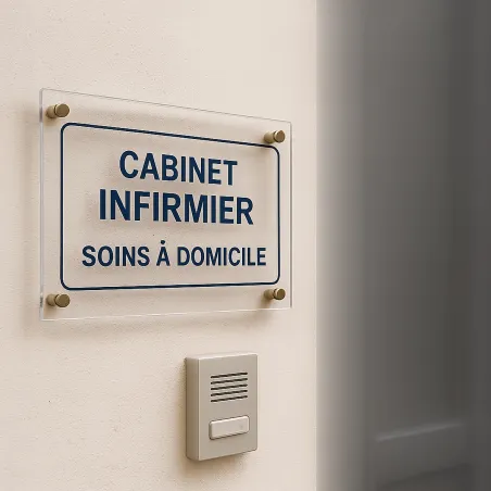 Plaque professionnelle plexi — entrée d'un cabinet