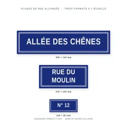 Plaque de rue allongée personnalisée — trois formats