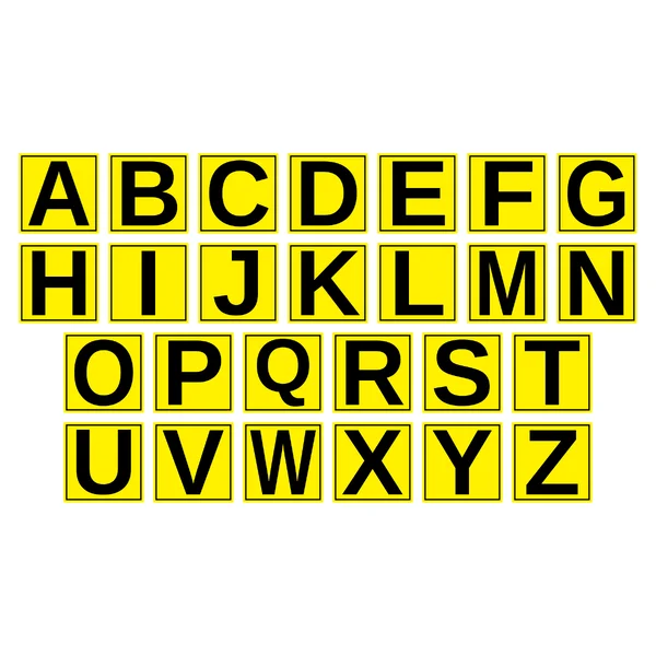 Jeu complet de lettres d'entrepôt A à Z, fond jaune