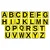 Jeu complet de lettres d'entrepôt A à Z, fond jaune