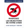 Panneau Ramassez les déjections de votre chien personnalisé au nom de la commune