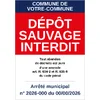 Panneau Dépôt sauvage interdit personnalisé commune, format routier 350 × 500 mm