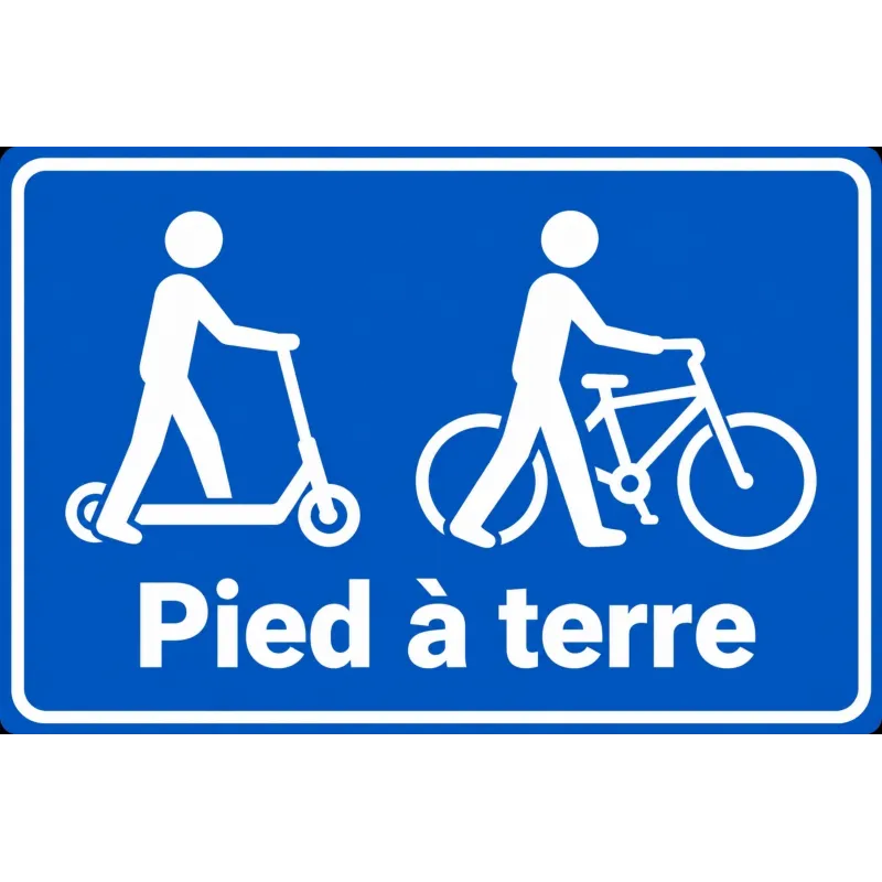 Panneau Pied à terre, vélos et trottinettes