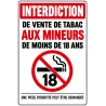 Panneau interdiction de vente de tabac aux mineurs