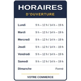 Plaque horaires d'ouverture personnalisée